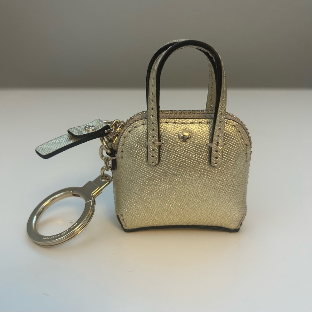 Kate spade mini Maise gold leather purse keychain